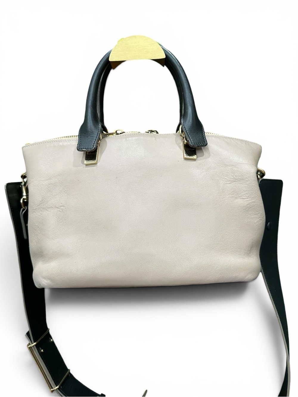 Chloé Baylee Medium Greige & Black Leather Satchel Crossbody Bag